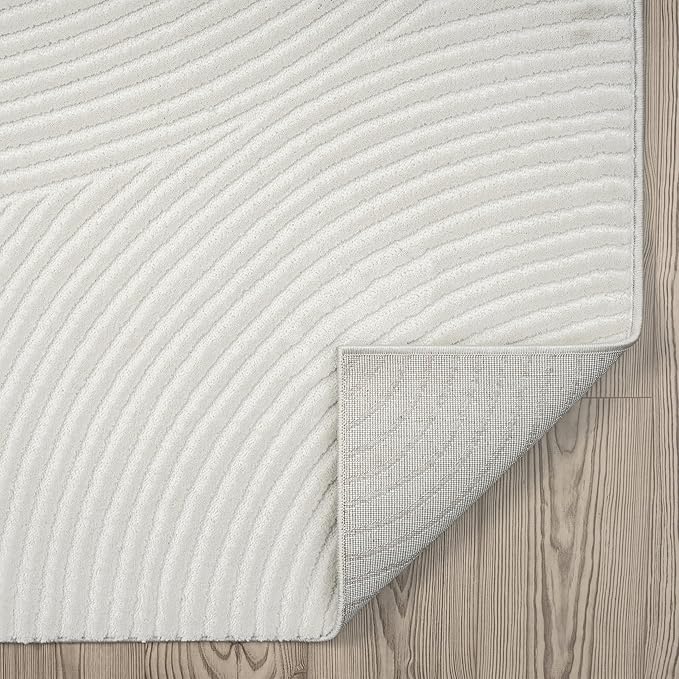 Abani Cream Area Rug for Living Room, Bedroom- Zen Reiki Pattern- 2'6" x 6' -Durable & Easy to Clean