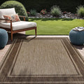 Beverly Rug Outdoor Rug 5x7 Modern Bordered Area Rugs for Indoor and Outdoor Patio Deck Porch Garden Waterproof Weather Sun Resistant Washable Outside Carpet (5 x 7 Jute)