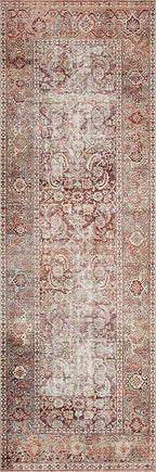 Loloi Layla Collection LAY-11 Cinnamon/Sage 7'-6" x 9'-6" .13" Thick Area Rug, Soft, Durable, Vintage Inspired, Distressed, Low Pile, Non-Shedding, Easy Clean, Printed, Living Room Rug