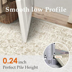 Light Brown Area Rug 6x9 Machine Washable Vintage Living Room Distressed Non Slip Carpet Traditional Indoor Bedroom Retro Floral Accent Throw Large Rug for Office Kitchen Dining Room