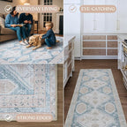 Washable Area Rug. Modern Farmhouse. Vintage. Turkish. Bohemian. Distressed. Oriental. Traditional. Rugs for Living Room. Dining. Bedroom. Office. Entryway. Foyer. (852CB, 2'5" x 6'5")