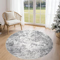 4ft Round Area Rug Living Room Rugs - 4x4 Washable Neutral Modern Abstract Soft Thin Rug Indoor Floor No Slip Rug Carpet for Bedroom Under Dining Table Home Office Decor - Grey