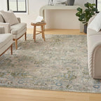 Nourison Home Astra Machine Washable Blue Green 9' x 12' Area Rug - Easy Clean, Non Shedding, Bed Room, Living Room, Dining Room, Kitchen (9' x 12')