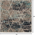 Unique Loom Trellis Frieze Collection Area Rug - Geometric (3' 3" Square, Blue Multi/ Ivory)