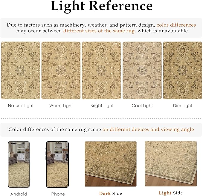 HUGEAR 2x8 Machine Washable Hallway Runner Rugs Vintage Brown - Neutral Non Slip Stain Resistant Low Pile Aesthetic Throw Carpet Kids & Pet Friendly for Bedroom Kitchen Entryway