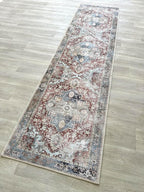 Fame Living Faded Oushak Rug, Turkish Vintage Floral Pastel Large Oversized Area Rugs for Living Room Dining Bedroom Kitchen Bathroom Nursery (848CrNv, 2' x 3')