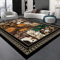 Floral Tropical Patchwork Area Rug 5x8ft, Vintage Black & Brown Country Carpet, Low Pile Non-Slip Mat for Cozy Bedroom, Dining Room, Farmhouse Decor