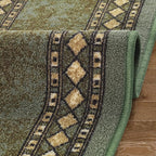 Antep Rugs Alfombras Modern Bordered 2pc Non-Skid (Non-Slip) Low Profile Pile Rubber Backing Indoor Kitchen Runner Rugs (Green, 2pc Set)