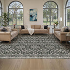 WITSHOCK Living Room Area Rugs 10x13: Soft Non-Slip Backing Washable Rugs Vintage Large Carpet for Bedroom Office Dining Room Kitchen Stain Resistant Home Decor Rug