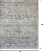 Loloi Amber Lewis Billie Collection, Denim & Blush 6'-0" x 9'-0" Area Rug – Antique & Distressed Accent Rugs for Living Room, Bedroom, Entryway & Hallway, No Shed High Traffic Area Home Decor Rug