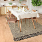 Collive 4x6 Area Rug, Natural/Black Woven Cotton Washable Modern Bedroom Rugs, Boho Dining Room Door Rug Carpet with Tassel for Living Room Nursery Room Office, Outdoor Rug for Patio Hallway Decor