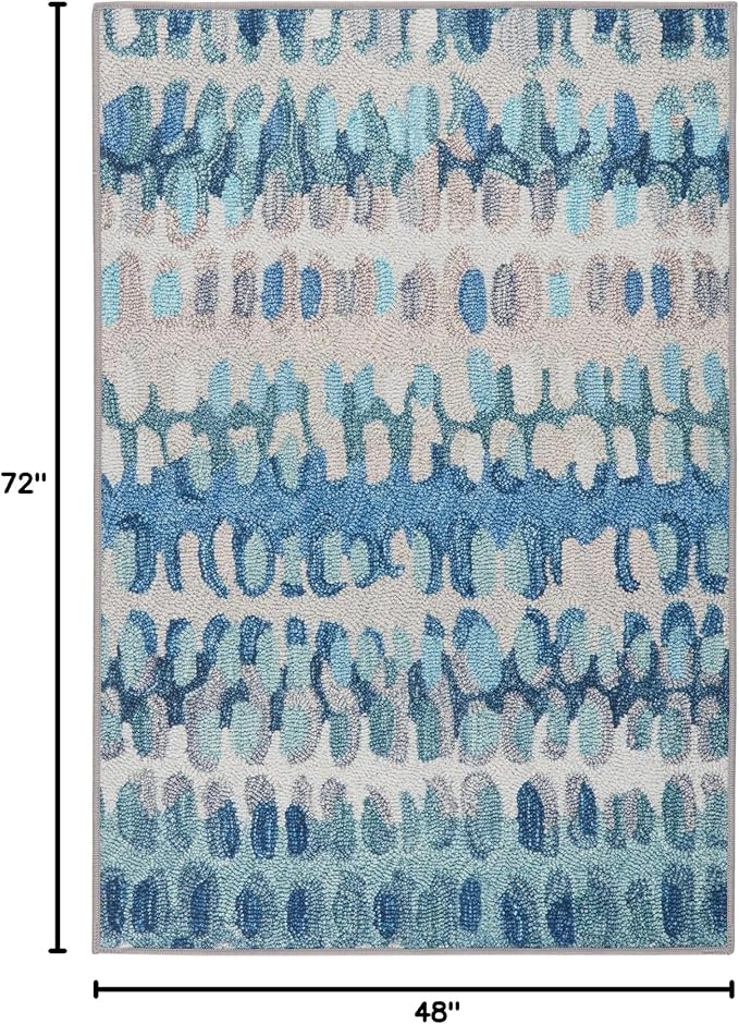 Dash and Albert Paint Chip Machine Washable Area Rug - 4' x 6' Blue - Geometric Accent Rug - Anti-Slip Backing, Lightweight, Machine Washable, High Traffic Areas Kitchen, Mudroom, Laundry Room