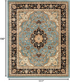 Well Woven Barclay Collection Medallion Kashan Light Blue 9x12 Area Rug - for Living Room, Bedroom, and Dining Room