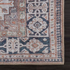 Bloom Rugs Washable 3' x 5' Rug - Brown/Blue/Orange Traditional Area Rug for Living Room, Bedroom, Dining Room, and Kitchen - Exact Size: 3' x 5'
