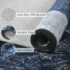 Tepook Modern Area Rug for Living Room, 5x7 Geometric Large Rugs for Bedroom, Washable Patchwork Rug Indoor Non-Slip Throw Carpets for Dining Room Office Farmhouse Home Decor, Blue