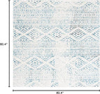 SAFAVIEH Tulum Collection Area Rug - 6'7" Square, Ivory & Turquoise, Moroccan Boho Tribal Design, Non-Shedding & Easy to Clean, Ideal for Living Room, Bedroom, Dining Space (TUL272E)