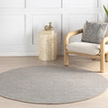 Nuloom Elfriede Handmade, Grey/Ivory, 6' Round, Jute & Cotton, Textured and Earthy, High Traffic, Stain Resistant, Easy Clean, Durable Area Rug for Bedroom, Living Room, Dining, Entryway
