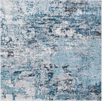 Rugs.com Leipzig Collection Rug – 5 Ft Square Blue Low-Pile Rug Perfect for Living Rooms, Kitchens, Entryways