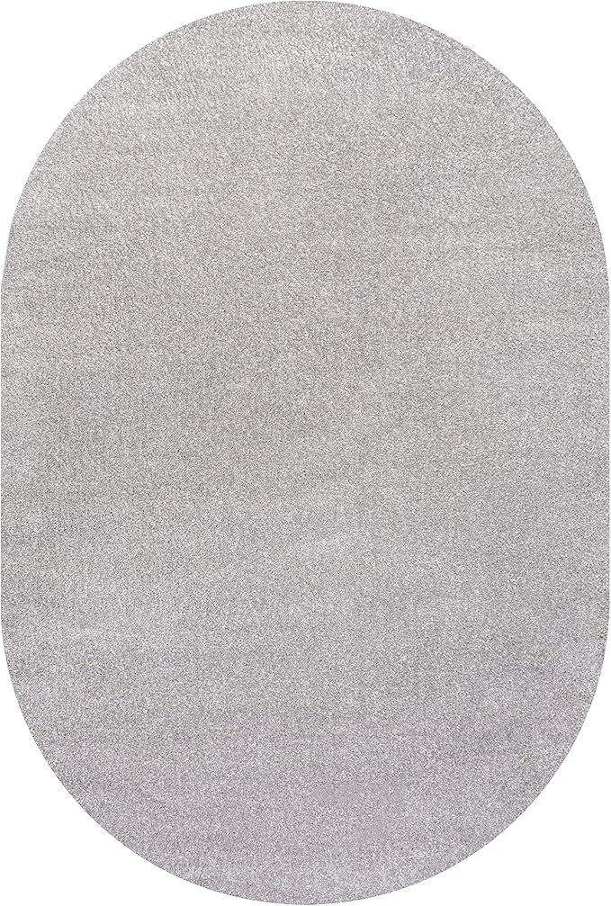 Eyely UES100K-6OV Supersoft Haze Solid Low-Pile Indoor Area Rug, Coastal, Bohemian, Minimalist, Classic, Casual for Bedroom,Kitchen,Living Room,Non Shedding,Easy-Washing, Gray, 6 X 9 Oval