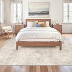 Art&Tuft Washable Rugs 5x7, Abstract Area Rugs for Living Room - Non Slip and Low Pile Soft Thin 5x7 Rug for Bedroom, Dining Room, Kitchen, Office, Beige