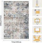 6x9 Washable Area Rug for Living Room, Multicolor Modern Vintage Abstract Rug Large Non-Slip Low Pile Soft Faux Wool Carpet, Kids and Pets Friendly for Bedroom Dining Room Farmhouse Home Decor Rug