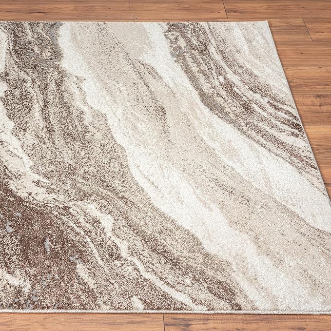LUXE WEAVERS Lagos Collection 7983 Brown 8x10 Art Deco Geometric Area Rug