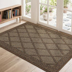 COSY HOMEER Non-Slip Door Mat 32"x48", Entryway Rugs Low Profile Absorbent Dirt Trapper Doormat for Front Entrance, Washable Polypropylene Entry Mat (Brown)