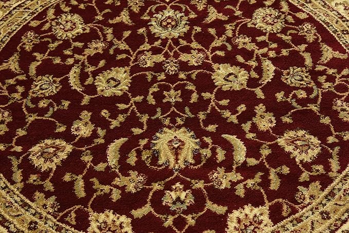 Unique Loom Voyage Collection Traditional Oriental Classic Intricate Design Area Rug (6' 0 x 6' 0 Round, Red/Gold)