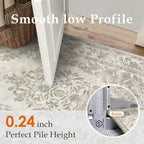 2x6 Runner Rug Beige Washable Hallway Kitchen Bedroom Vintage Distressed Bathroom Non Slip Medallion Floral Carpet Indoor Retro Throw Floor Mat for Office Dining Laundry Living Room