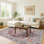 Washable Area Rug. Modern Farmhouse. Vintage. Turkish. Bohemian. Distressed. Oriental. Traditional. Rugs for Living Room. Dining. Bedroom. Office. Entryway. Foyer. (857RB, 2'5" x 13')