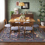 Rugcomf Area Rugs 5x7 Vibrant Tree of Life-Patterned Vintage Washable Area Rug Non Slip Low Pile Large Rugs for Living Room Bedroom Farmhouse Dining Room Kids Playroom, Blue
