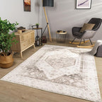 Paco Home Oriental Area Rug with Faded Vintage Look in Beige, Size: 2'8" x 4'11"