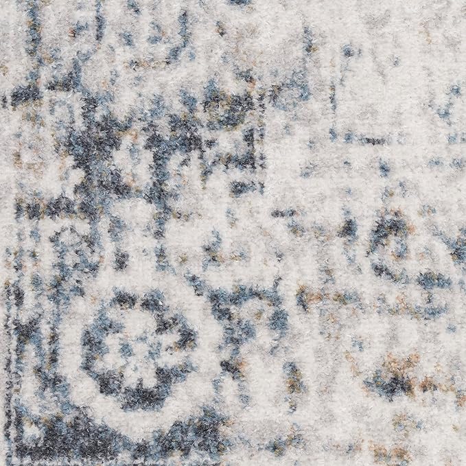 Nourison Home Astra Machine Washable Ivory Blue 5'3" x 7' Area Rug - Easy Clean, Non Shedding, Bed Room, Living Room, Dining Room, Kitchen (5' x 7')