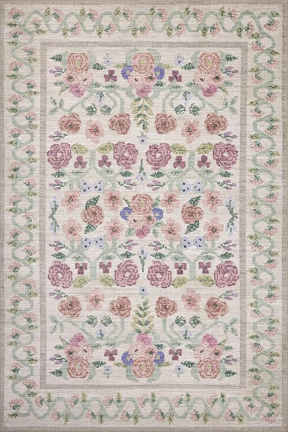 Loloi Rifle Paper Co. Rosa Collection RSA-01 Ivory 2'-6" x 12'-0" Runner Rug