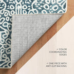 Dash and Albert Temple Ink Machine Washable Area Rug - 3' x 5' Blue - Geometric Accent Rug - Anti-Slip Backing, Lightweight, Machine Washable, High Traffic Areas Kitchen, Mudroom, Laundry Room