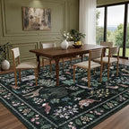 8x10 Area Rugs Living Room Rug: Vintage Washable Rug Floral Soft Carpet Indoor Floor Non-Slip Boho Stain Resistant Large Carpets for Bedroom Kids Nursery Dining Room Farmhouse Home Office Green