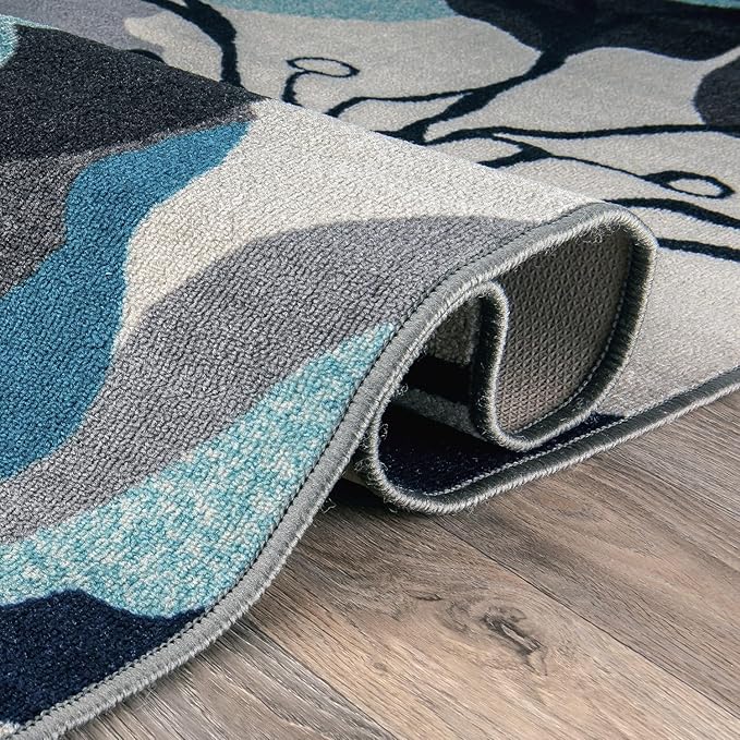 Rugshop Gray Large Floral Non-Slip Runner Rug Fade Resistant for Hallway, Entryway and Kitchen, 2'7" x 8'