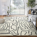 Abani Abstract Beige/Black Area Rug - 5'x8' - Modern Animal/Natural Lines Design - Deco Collection - Easy to Clean - Durable for High Traffic Areas - Bedroom, Office & Kitchen - Medium Pile