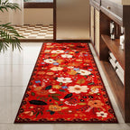 Rugcomf Runner Rug for Hallways Kitchen Rug Non Slip 2'6''x8' Washable Runner Rugs with Rubber Backing Soft Floral Carpet Runner for Hallways, Kitchen, Laundry, Bedroom, Bathroom(Red)