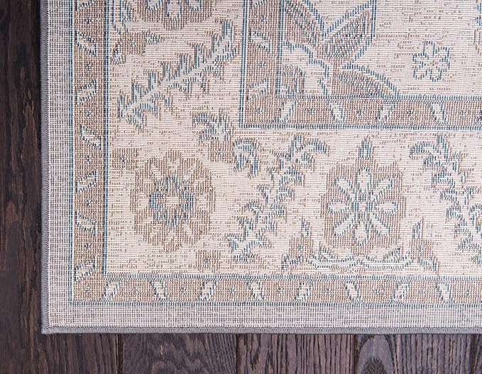 Unique Loom Salzburg Collection Classic Traditional Design Oriental Inspired Border Area Rug (7' 0 x 10' 0 Rectangular, Gray/Beige)