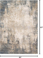 Loloi Teagan Collection TEA-08 Ivory/Mist 3'-4" x 5'-7" Accent Rug, Large, Soft Neutral Rug, High-Traffic for Living Room, Bedroom, Home Office, Dining Area