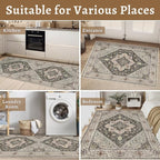 Tangsoo 3x10 Runner Rug for Hallway Long Washable Hallway Runner Rugs, Non Slip Vintage Soft Low Pile Rug Runner, Indoor Oriental Carpet Runners for Living Room Kitchen Bedroom Entryway Grey