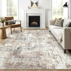 12x18 Rug Living Room: Washable Extra Large Abstract Modern Soft Area Rug Stain Resistant Indoor Floor Non-Slip Accent Carpet for Bedroom Nursery Playroom Office Dining Room Home House- Brown