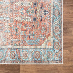 Bloom Rugs Washable Non-Slip 2' x 3' Rug - Orange/Blue Traditional Oriental Area Rug for Living Room, Bedroom, Dining Room, and Kitchen - Exact Size: 2' x 3'