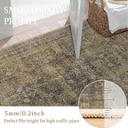 8x10 Brown Black Area Rug for Living Room Washable Vintage Distressed Carpet Large Bedroom Low Pile Non Slip Indoor Soft Retro Throw Accent Rug Office Kitchen Bathroom Dining Room