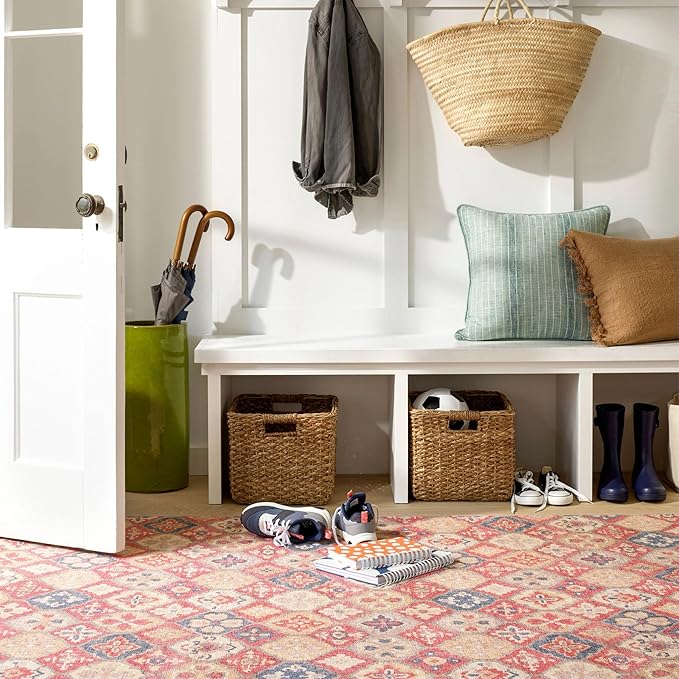 Dash and Albert Pali Machine Washable Area Rug - 6' x 9' Multicolor - Geometric Accent Rug - Anti-Slip Backing, Lightweight, Machine Washable, High Traffic Areas Kitchen, Mudroom, Laundry Room