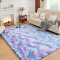 Andency Soft Area Rugs for Living Room Bedroom, 4x6 Fluffy Shaggy Bedside Rug, Non-Slip Large Shag Fuzzy Plush Carpets for Bedroom Kids Dorm Nursery Home Decor Aesthetic, Tie-Dyed Unicorn Rainbow