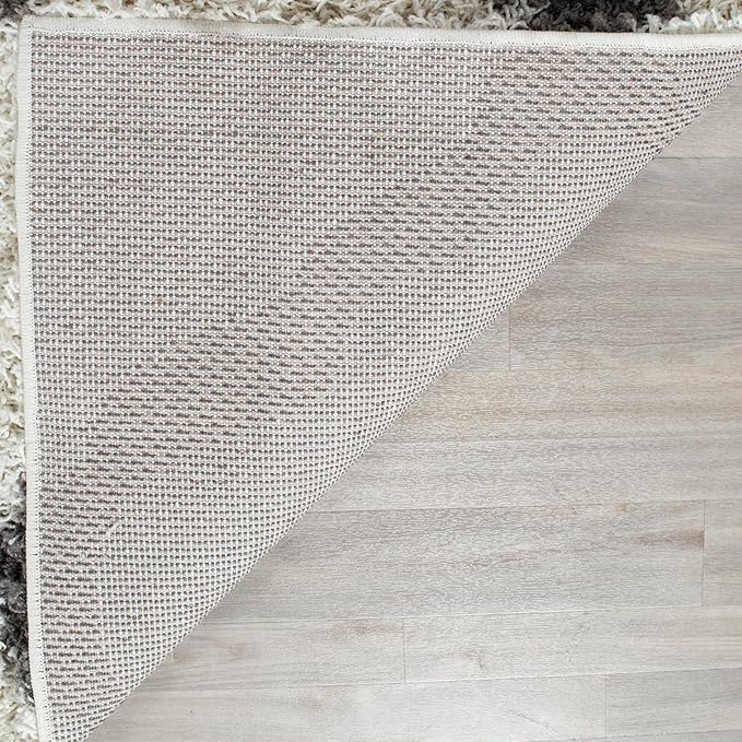 SAFAVIEH Dallas Shag Collection Area Rug - 8'6" x 12', Ivory & Dark Grey, Trellis Design, Non-Shedding & Easy Care, 1.5-inch Thick Ideal for High Traffic Areas in Living Room, Bedroom (SGD257H)