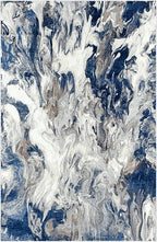 Abani Regal Blue Area Rug for Living Room, Bedroom - Swirl Abstract Pattern - 5' x 8' - Durable & Easy to Clean Washable