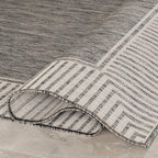 Nuloom Asha Grey/Ivory, 8' x 10', Casual, Striped Border, Soft and Cozy, High Traffic, Stain Resistant, Easy Clean, Durable Area Rug for Indoor/Outdoor Patio, Deck, Porch, Garden, Courtyard